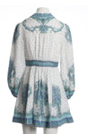 ZIMMERMANN Blue Bells Paisley-print Linen Mini Dress SIZE 2 M MEDIUM ladies