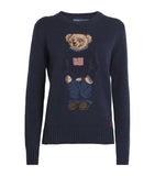 Ralph Lauren Polo Bear Intarsia Cotton Knit Sweater Jumper Sz XS/P ladies