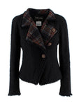 Chanel Iconic La Petit Vest Noir Tartan Trim Tweed Asymmetric Jacket F 38 UK 10 ladies