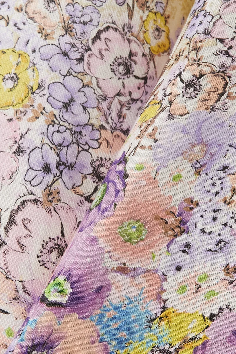 Zimmermann Jude Belted Scalloped Floral-Print Linen Wide-Leg Pants Size 1 S small ladies