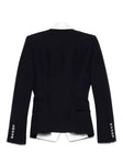 Balmain Double-breasted Wool Contrasting Collar Blazer In Black Size F 38 UK 10 ladies