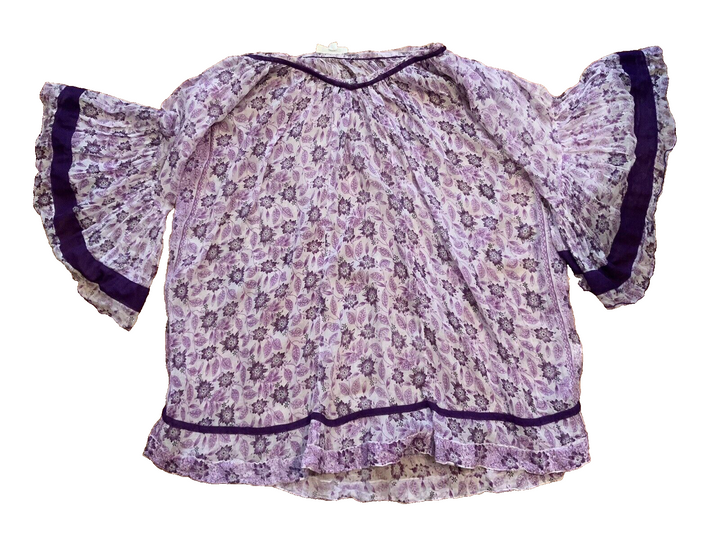 Poupette St. Barth Women's Floral Purple Dress Blouse Size 0 S ladies