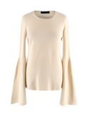 THE ROW "DARCY" IVORY CASHMERE SILK BELL SLEEVE SWEATER PULLOVER JUMPER TOP SZ S ladies