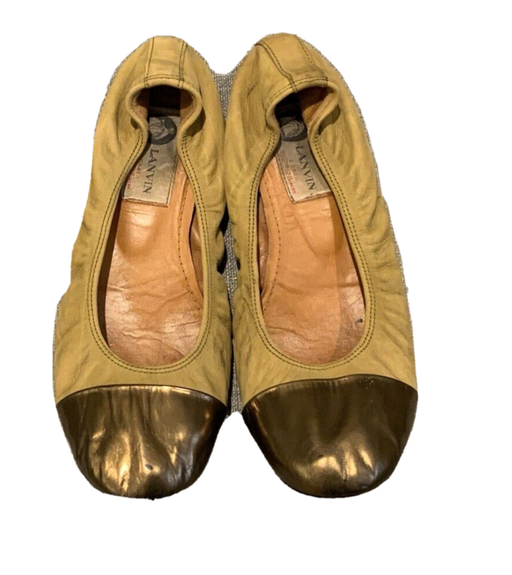 Lanvin round-toe cape toe flat leather shoes flats Sz 38 UK 5 US 8 ladies