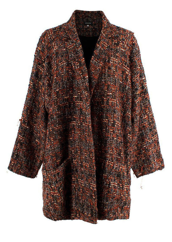 Eskandar Orange Wool Mix Tweed Oversized Blazer Jacket ladies