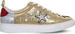 Kurt Geiger Gold Embroidered Pearls Low Top Sneakers Trainers Metallic Size 40 ladies