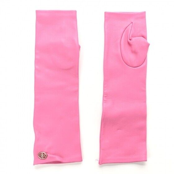 Chanel Runaway Lambskin Fingerless CC Long Gloves Pink Size 8.5 ladies