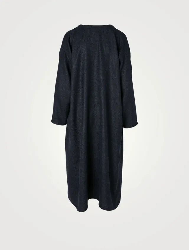 ESKANDAR Evening Long Wool & Cashmere Coat in Navy Size 0 One Size ladies