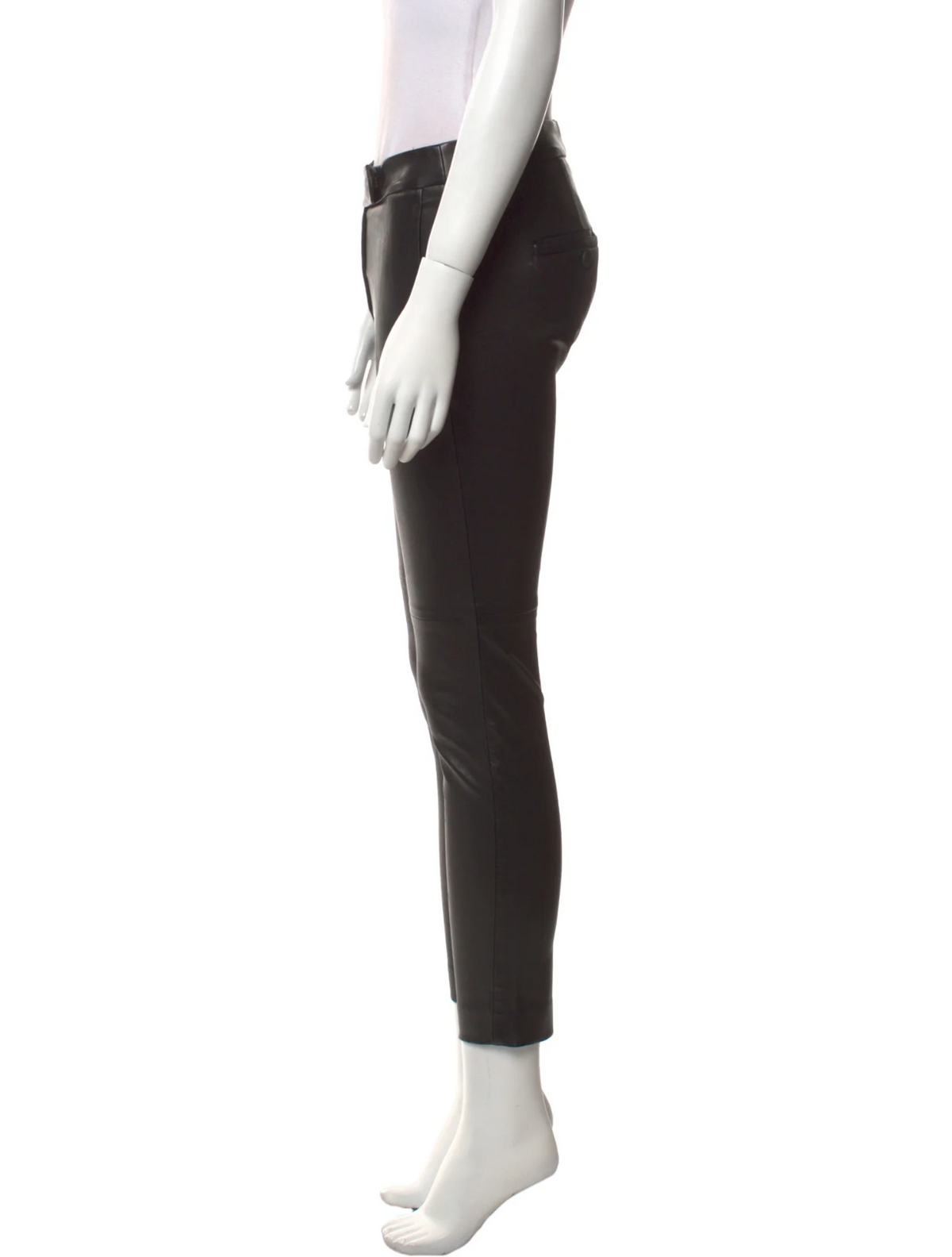 BRUNELLO CUCINELLI BLACK LEATHER CROPPED TROUSERS PANTS SIZE I 40 US 4 UK 8 ladies