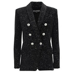 Balmain Black Velvet Celestial Suit Jacket Blazer Size F 38 ladies