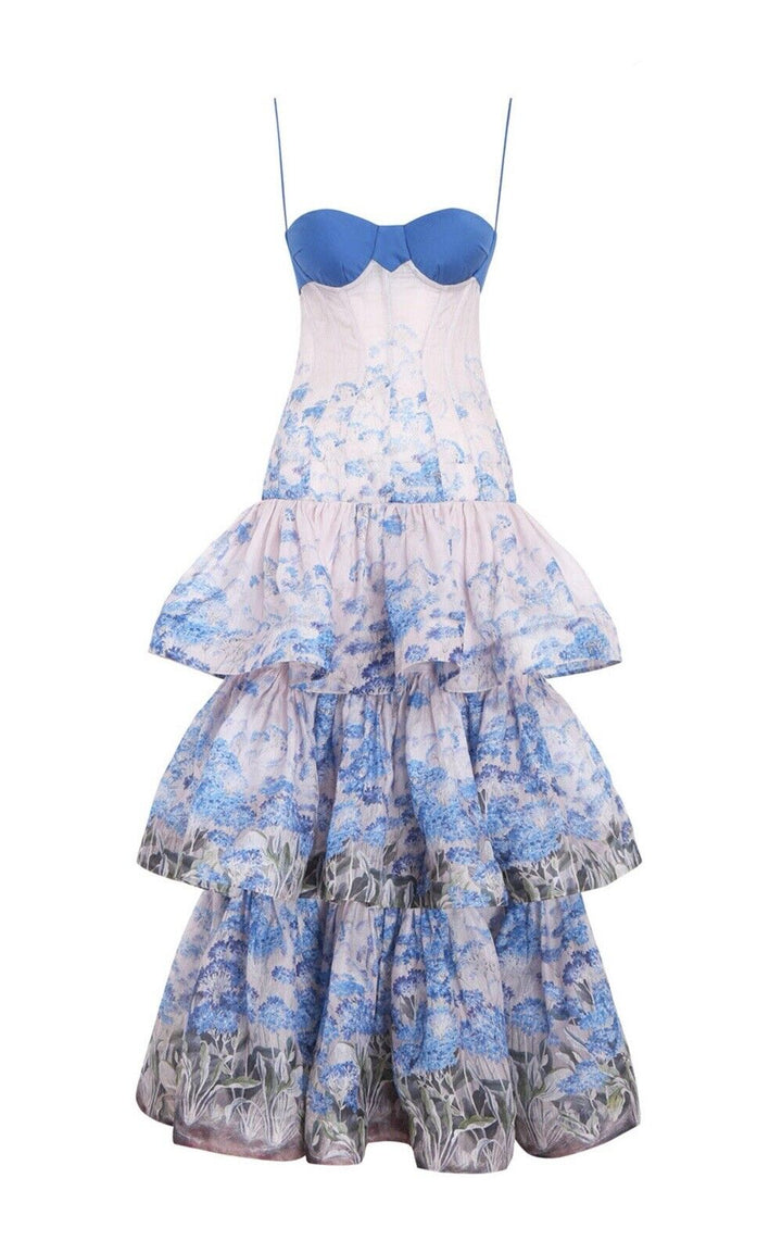 Zimmermann zimmermann Luminous Tiered Gown in Cornflower Floral Size 3 ladies