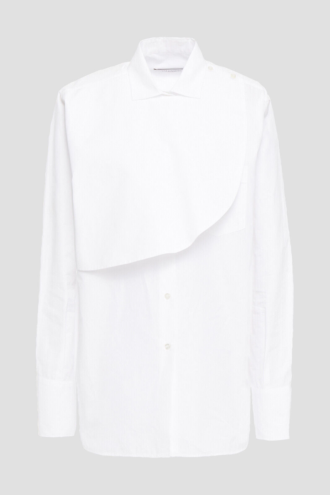 Valentino White Cotton Neck Layered Detail Oversized Shirt Size I 44 UK 12 US 8 ladies