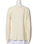 THE ROW "EDAL" IVORY WOOL Ruched-Side SWEATER PULLOVER JUMPER TOP SZ L large ladies