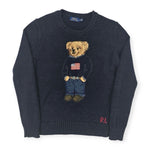 Ralph Lauren Polo Bear Intarsia Cotton Knit Sweater Jumper Sz XS/P ladies