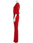 Valentino Red Backless Draped Silk Crepe Jumpsuit Size M medium ladies
