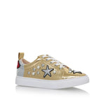 Kurt Geiger Gold Embroidered Pearls Low Top Sneakers Trainers Metallic Size 40 ladies