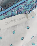 ZIMMERMANN Blue Bells Paisley-print Linen Mini Dress SIZE 2 M MEDIUM ladies