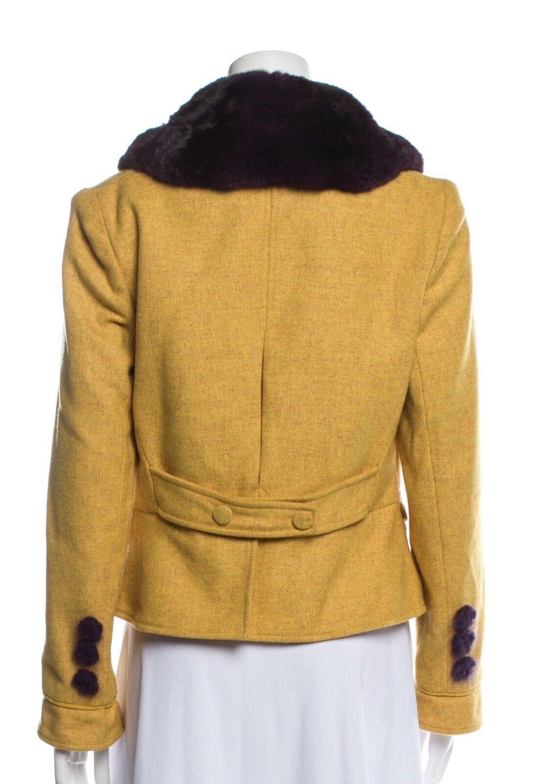 Blumarine Wool Chinchilla Fur Collar Jacket Size I 40 UK 8 US 4 S Small ladies