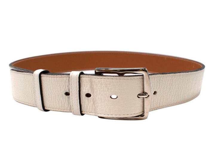 Hermès HERMES Mens Blanc Taurillon Clemence Leather Etriviere Belt Size 40 men