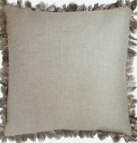 Andrew Martin Linen Guinea Feather trim Cushions Pillow 55x55 cm