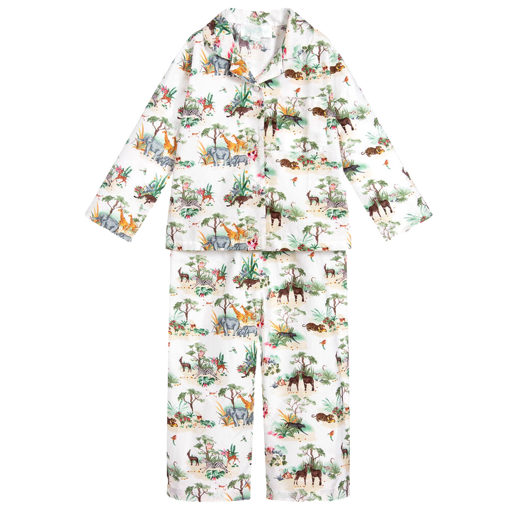 POWELL CRAFT COTTON JUNGLE PRINT PYJAMAS size 4-5 years children