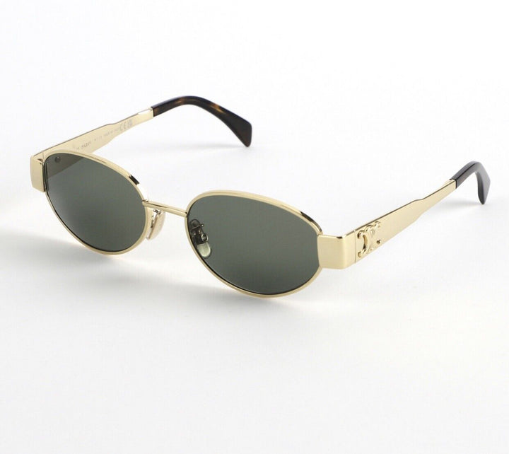 Celine 2023 TRIOMPHE METAL 01 SUNGLASSES IN METAL GOLD / GREEN Latest Collection ladies