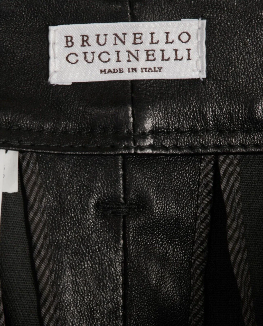 BRUNELLO CUCINELLI BLACK LEATHER CROPPED TROUSERS PANTS SIZE I 40 US 4 UK 8 ladies