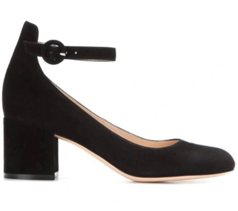 GIANVITO ROSSI Greta Mid Suede Pumps Heels Shoes In Black Size 42 ladies