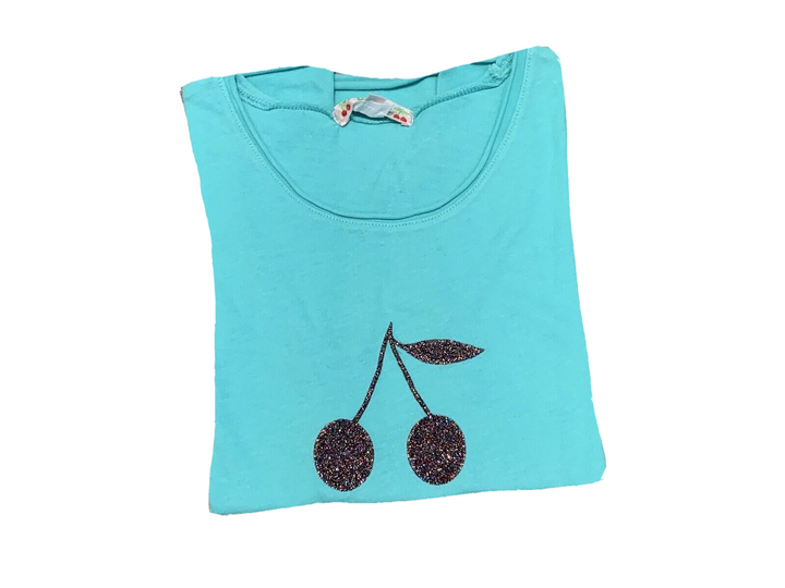 BONPOINT Girls’ Printed Short Sleeve Glitter Cherry Top Tee T SHIRT 8 YEARS children