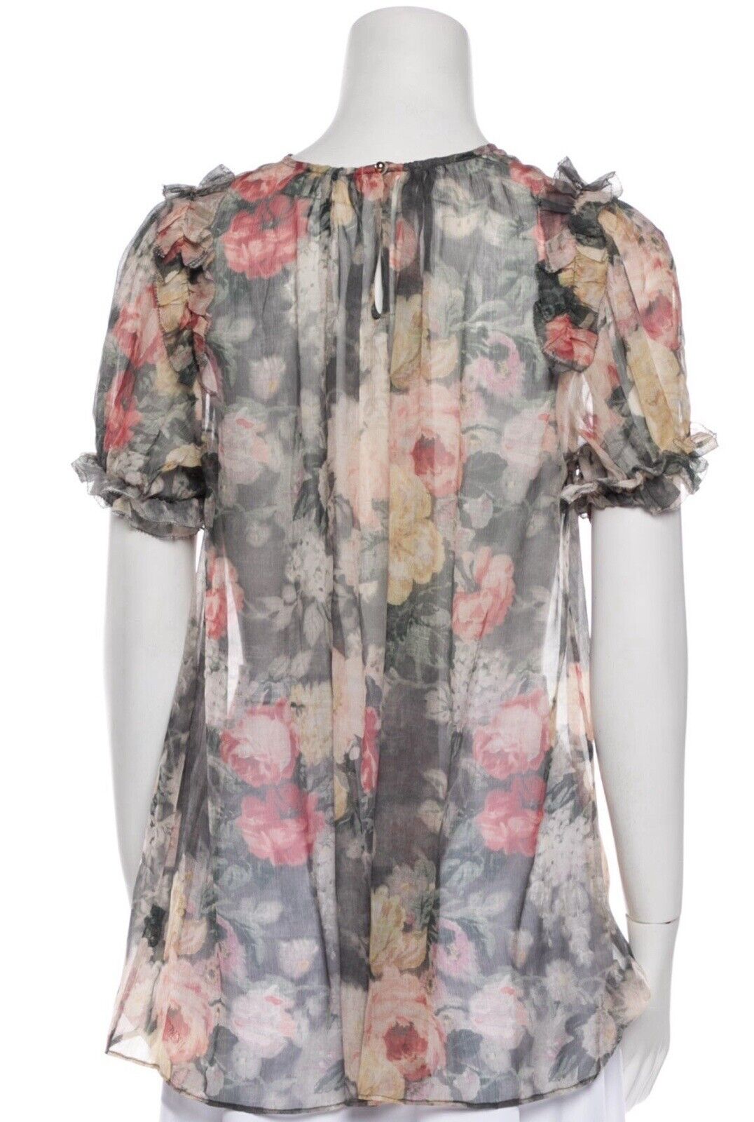 Zimmermann Multicolor Charcoal Washed Floral Radiate Ruffle Top Size 1 S Small ladies