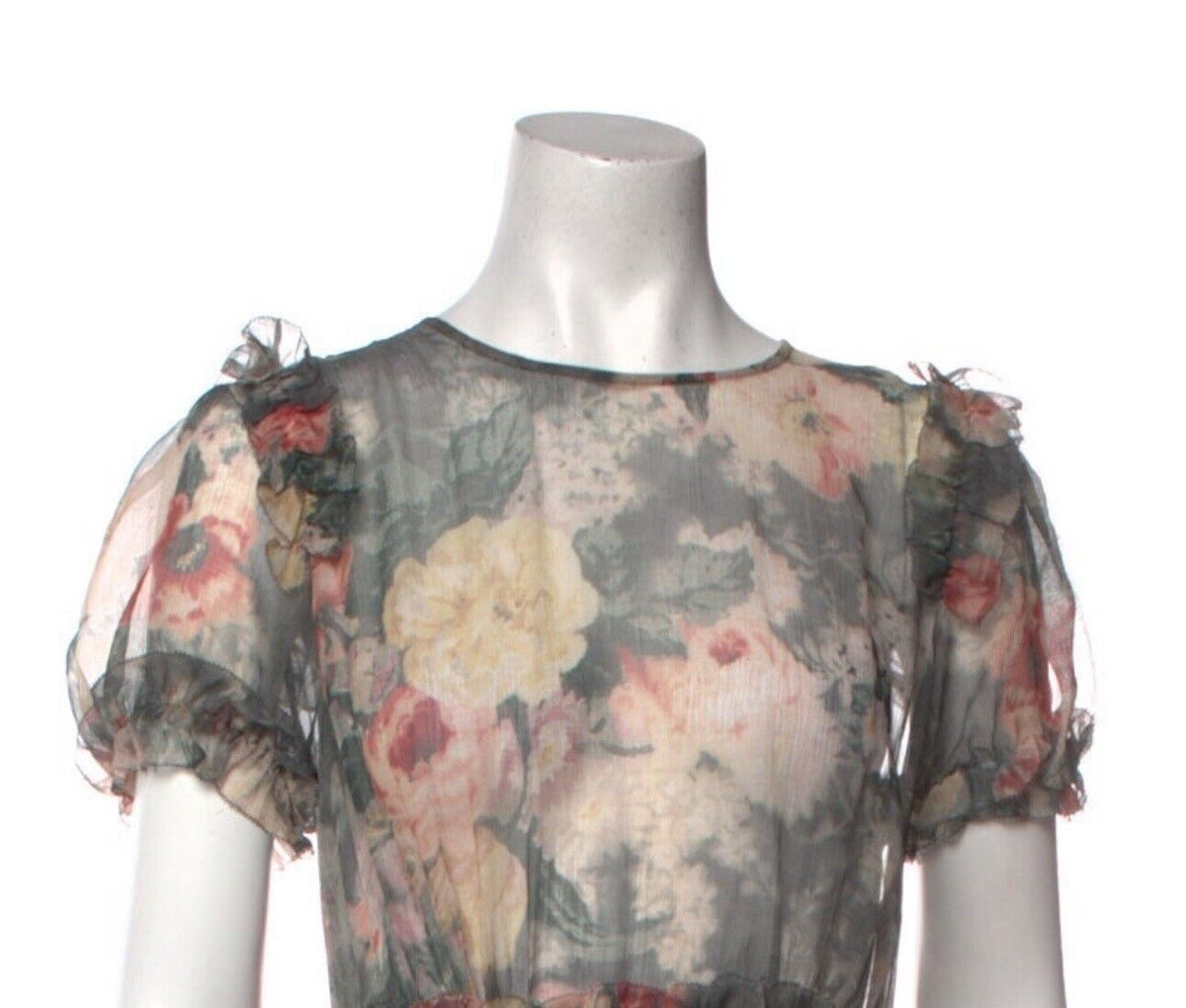 Zimmermann Multicolor Charcoal Washed Floral Radiate Ruffle Top Size 1 S Small ladies