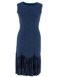 AZZEDINE ALAÏA ALAIA Runaway Blue Jacquard Dress Sz F 38 ICONIC ladies