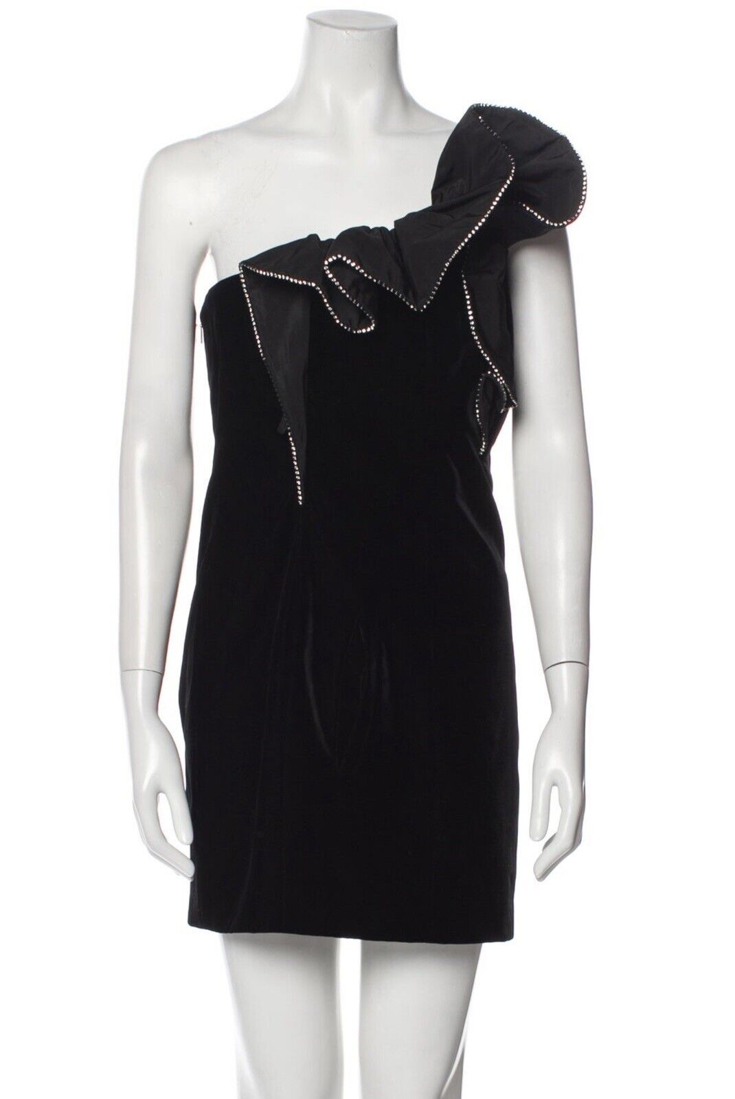 Saint Laurent Paris Velvet Crystals Mini Strapless Dress Size F 40 ladies