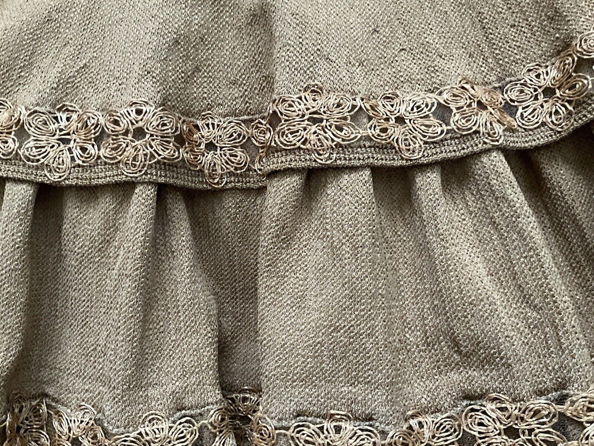 AZZEDINE ALAÏA ALAIA Brown Raffia Flower Knit MINI DRESS F 36 UK 8 US 4 ladies