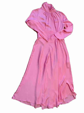 Zara Pink Satin High Neck Midi Dress With Jewel Buttons Size S Small l Afashionistastore Zara Pink Satin High Neck Midi Dress With Jewel Buttons Size S Small l Afashionistastore