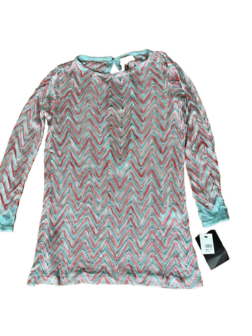 Missoni Mare Pink Turquoise Zig Zag crochet knit tunic Size I 40 UK 8 US 4 ladies