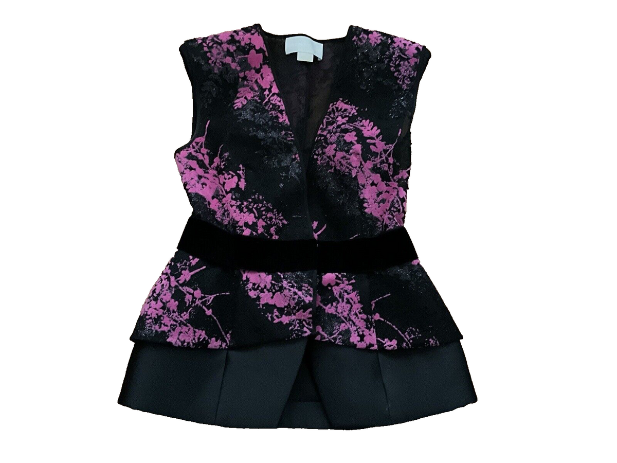 Antonio Berardi Pink Black Jacquard Skirt Suit Set Size I 42 UK 10 US 6 ladies