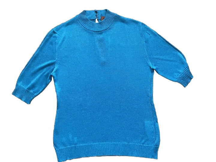 Missoni Lurex Blue Turquoise Metallic Knit Top Sweater Size I 42 UK 10 US 6 ladies