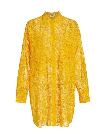 Fendi FF Fisheye Motif Shirt Dress in Cotton Lace Size I 40 UK 8 US 4 S Small ladies