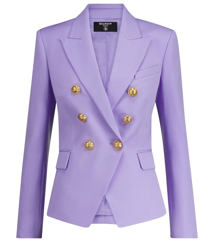Balmain Purple Grain De Poudre 6-Button Jacket Blazer Size F 40 UK 12 US 8 ladies