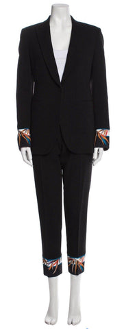 Emilio Pucci  Virgin Wool Black Trouser Pants Suit Set Size I 42 UK 10 US 6 ladies