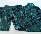 Zara Green Sequin Trouser Pants Suit Set Size XS-S ladies