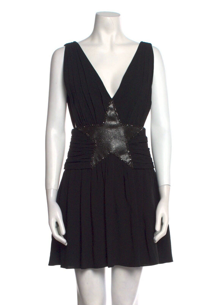 Saint Laurent star appliqu mini dress - Black Saint Laurent star appliqu mini dress - Black