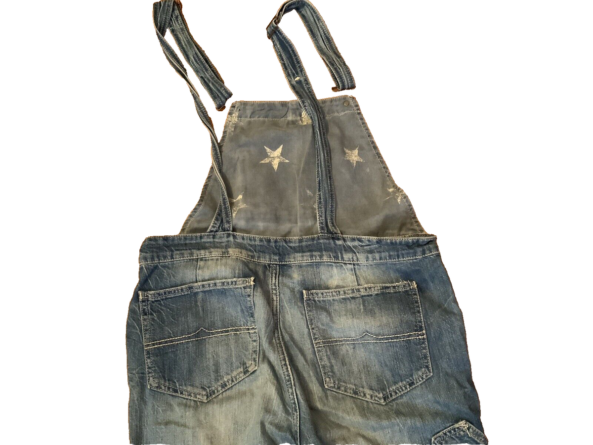 Relaxed Fit Denim Distresssed Overalls in Blue Jeans Jumpsuit Size M medium ladies