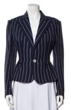 Ralph Lauren Collection Stripped Linen Fitted Single Breasted Blazer Jacket US 8 ladies