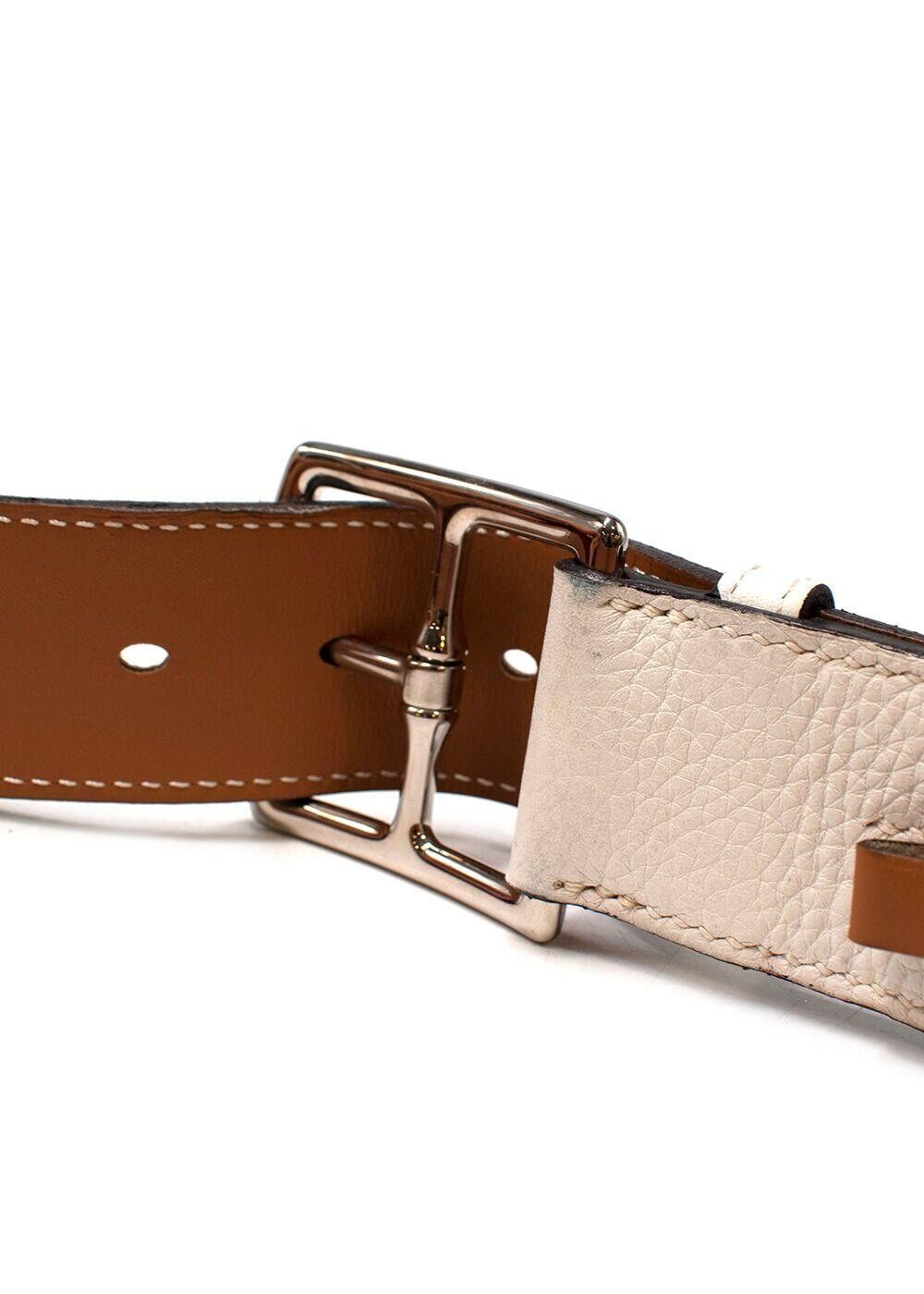 Hermès HERMES Mens Blanc Taurillon Clemence Leather Etriviere Belt Size 40 men