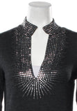 Tory Burch Merino Wool Crystal Embellished Tunic Sweater Jumper Size XS ladies