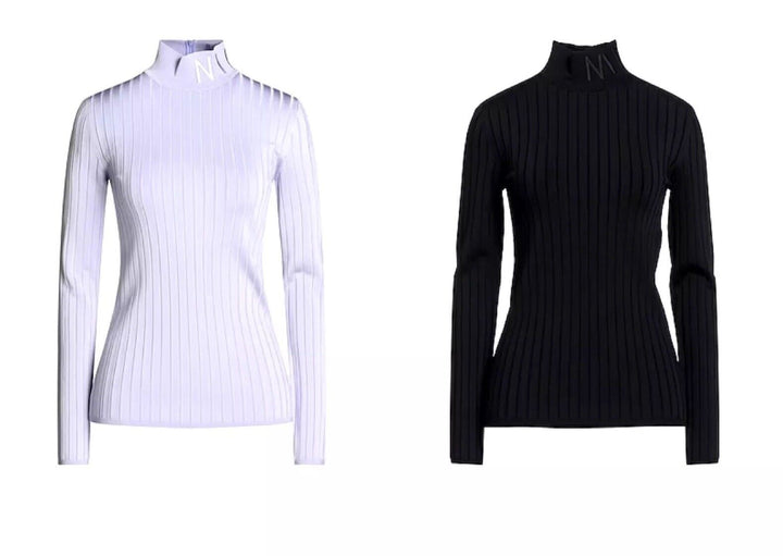 Nina Ricci Logo Knit Turtleneck Sweater Jumper Top Black or Purple ladies