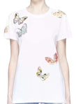 VALENTINO Garavani White Cotton Butterfly Embroidered T-Shirt Size M medium ladies