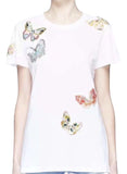 VALENTINO Garavani White Cotton Butterfly Embroidered T-Shirt Size M medium ladies